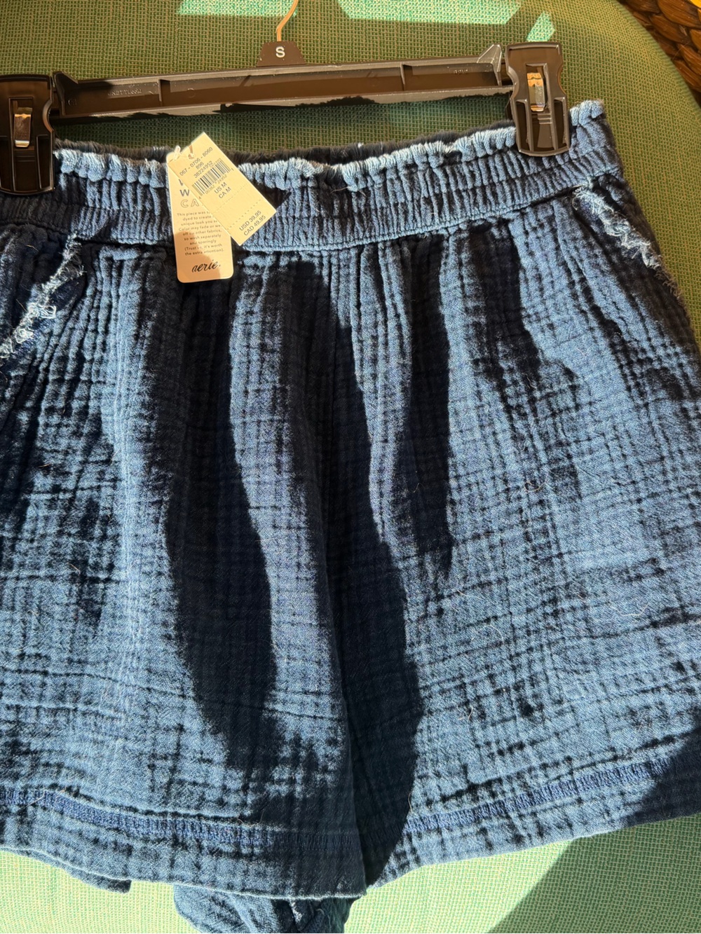 aerie Navy Cotton Gauze High-Waist Shorts